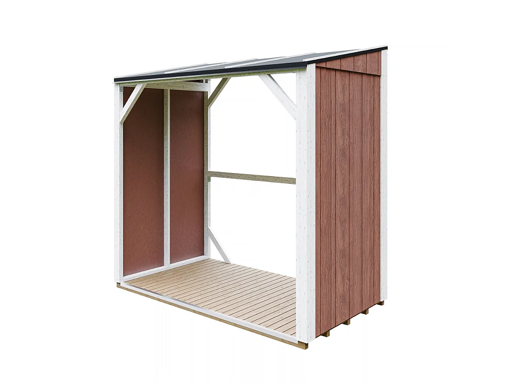Houtopslag - 2,54 m² - 220x120xH220 cm - Overkapping voor brandhout met 4,4 m³ opslagcapaciteit - M984-REDWOOD RED