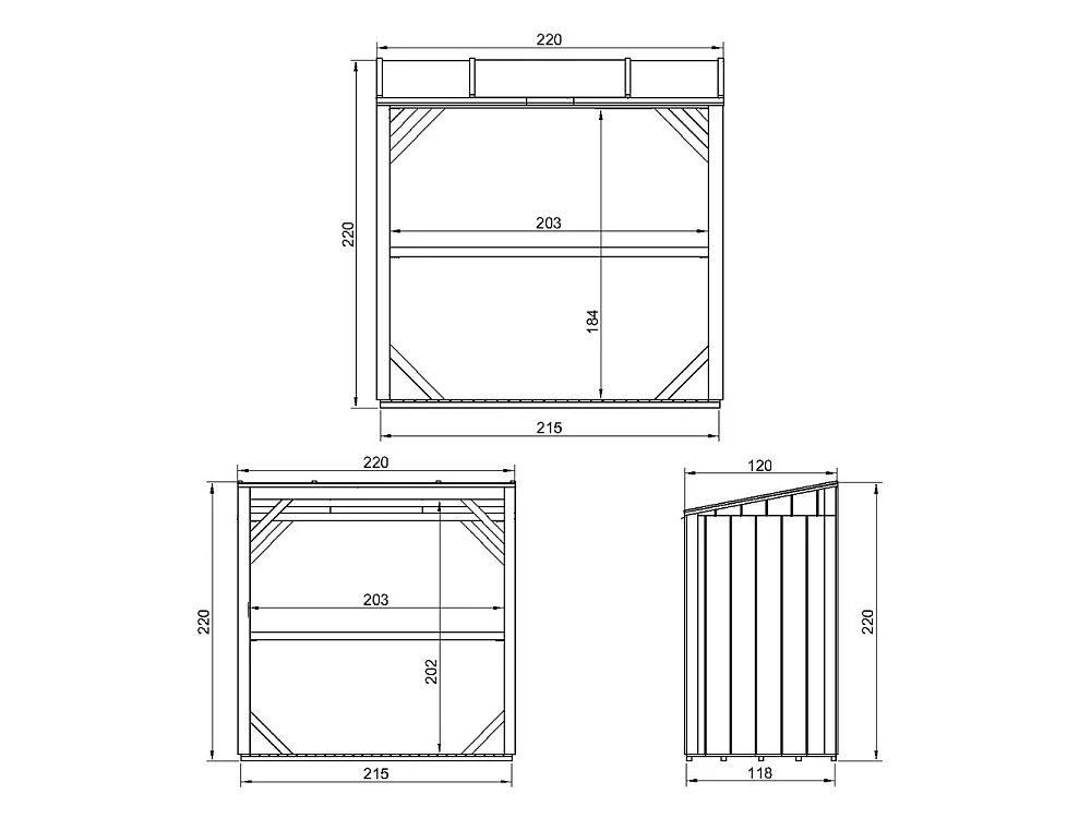 Abri à bûches - 2,54 m² - 220x120xH220 cm - Avec capacité de stockage de 4,4 m3 - M984-TUNDRA CAVERN