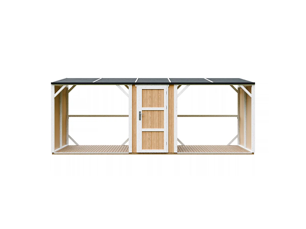 Abri à Bûches Double avec Remise - 6,49 m² - 556x120xH220 cm - Capacité totale de 8,8 m3 - M986-HARVEST HONEY