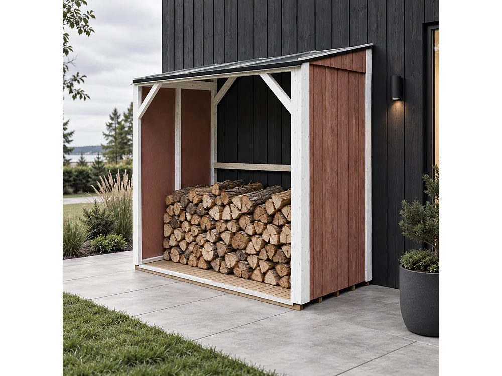 Houtopslag - 2,54 m² - 220x120xH220 cm - Overkapping voor brandhout met 4,4 m³ opslagcapaciteit - M984