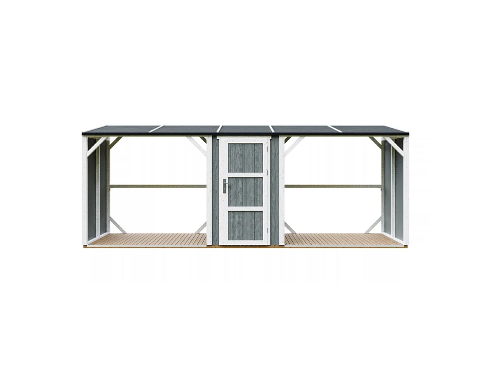 Abri à Bûches Double avec Remise - 6,49 m² - 556x120xH220 cm - Capacité totale de 8,8 m3 - M986-CAVERN STEEL