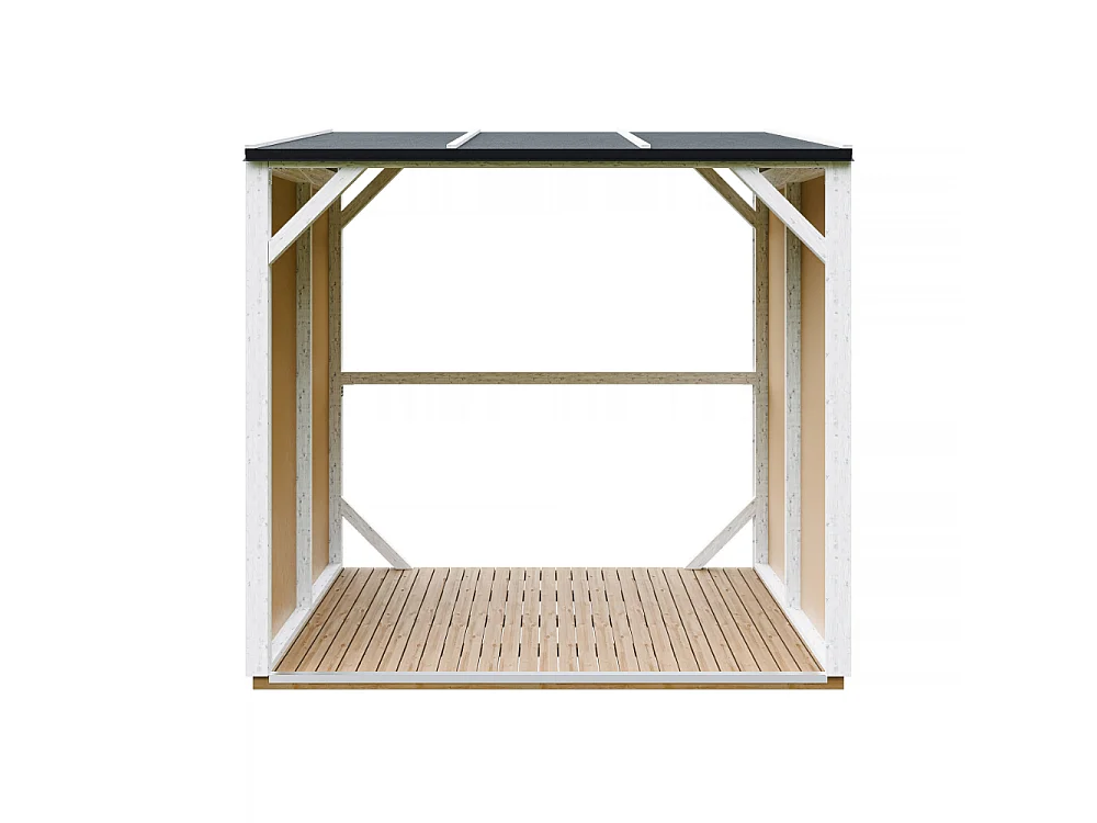 Houtopslag - 2,54 m² - 220x120xH220 cm - Overkapping voor brandhout met 4,4 m³ opslagcapaciteit - M984-HARVEST HONEY