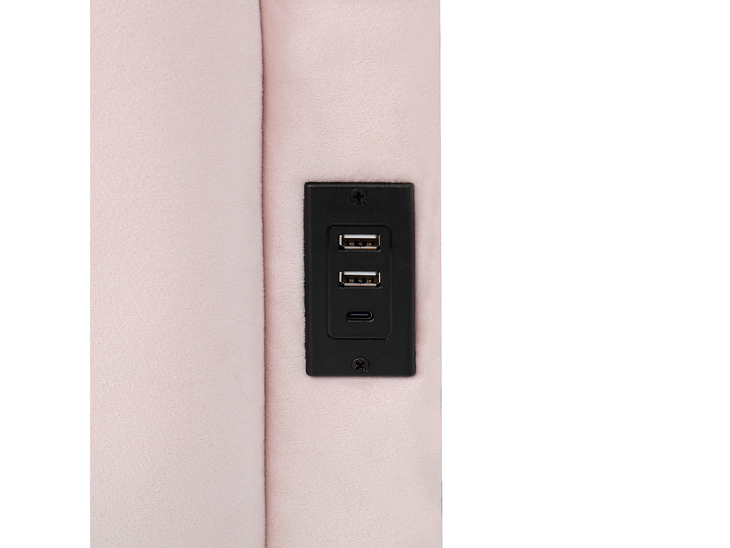 Lit banquette 90/200 cm avec rangement hydraulique et ports USB Velours rose – Matelas non inclus