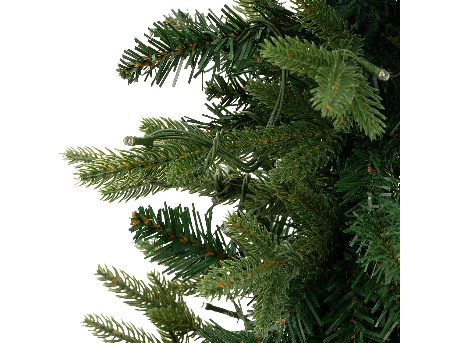 ECD Germany Albero di Natale Slim Artificiale 150 cm con 140 LED Decorazioni Natalizie Albero Verde Realistico per Interni con Base Stabile e 689 Rami