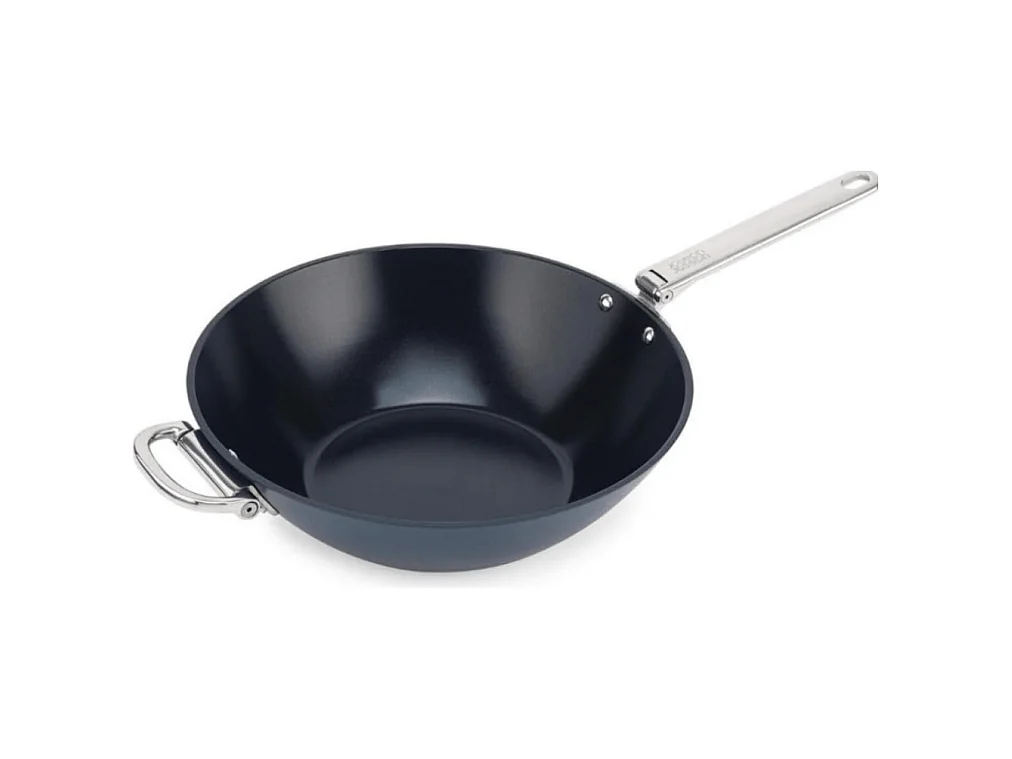 Wok antiadherente Joseph Joseph Space 32 cm con mango plegable y tapa, apto para todo tipo de cocinas, ideal para cocinar saludable
