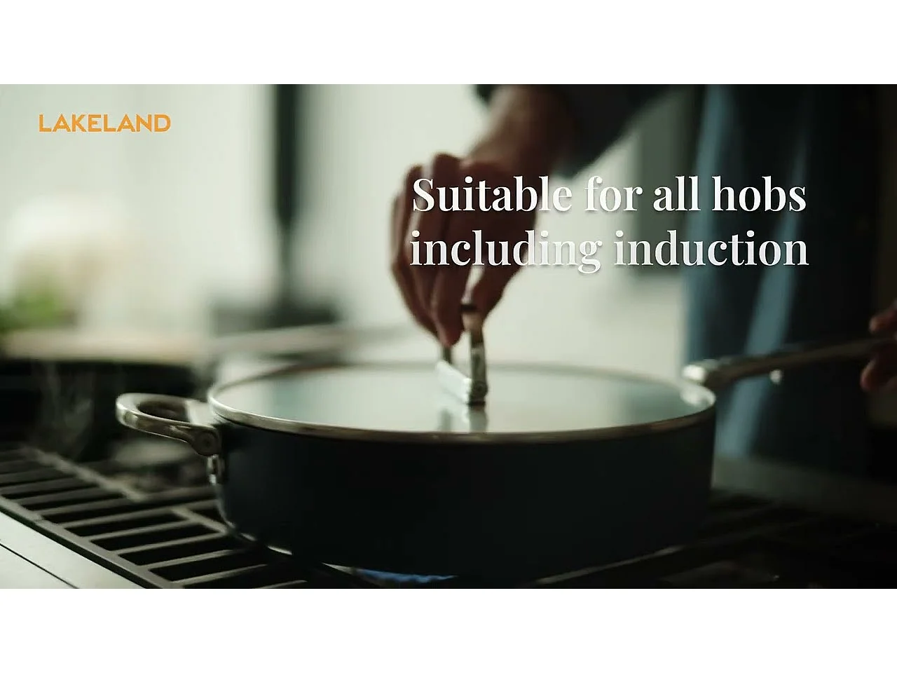 Sartén Space poco profunda 30 cm (12"), antiadherente, ideal para cocinas pequeñas, con mango plegable, fácil de almacenar, ergonómica y segura