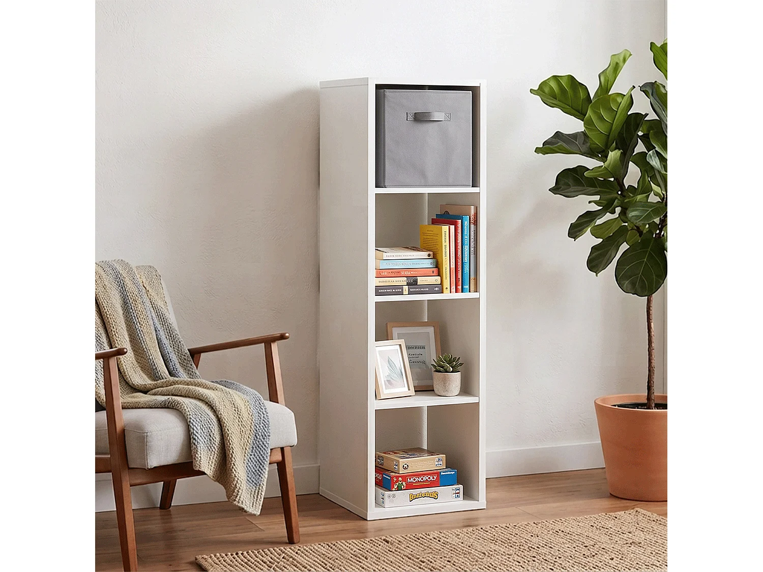 Scaffale libreria bianco 4 vani 43x35x151cm – Tetris