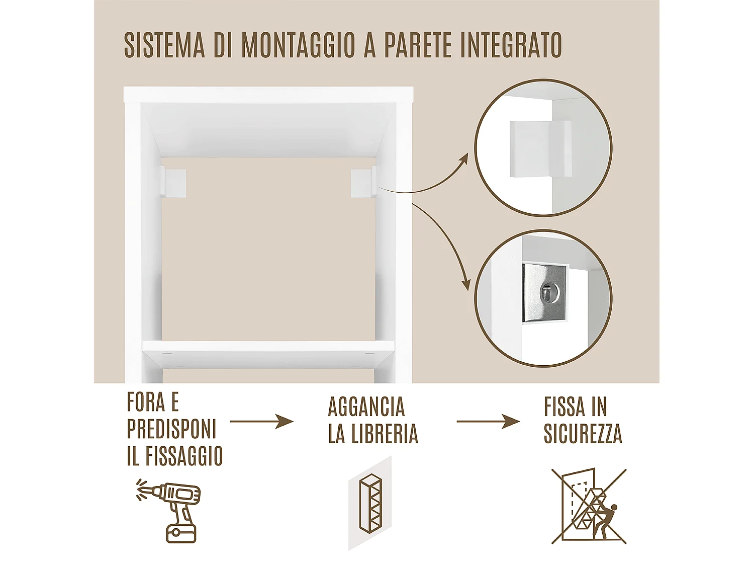 Scaffale libreria bianco 4 vani 43x35x151cm – Tetris