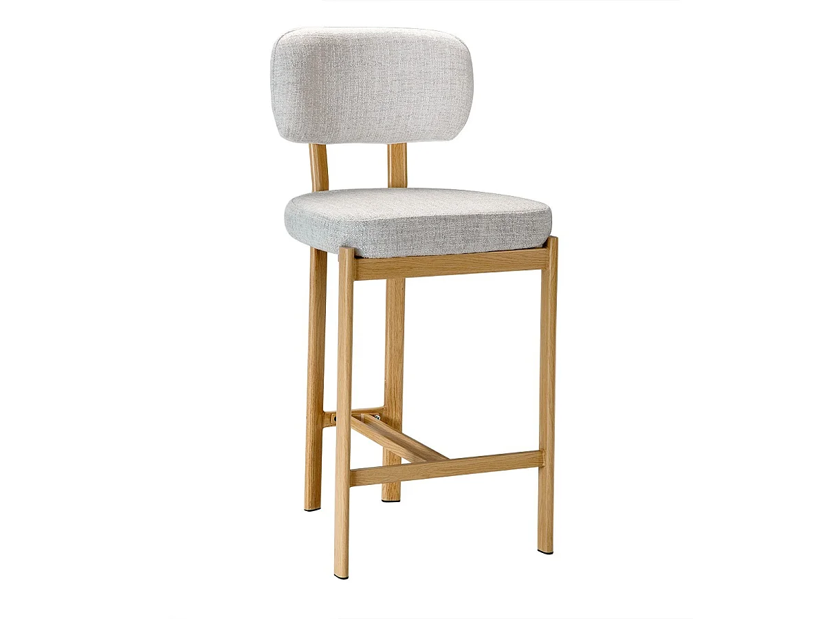Lot de 2 Tabourets en tissu et pieds décor bois H92 cm - MARLA