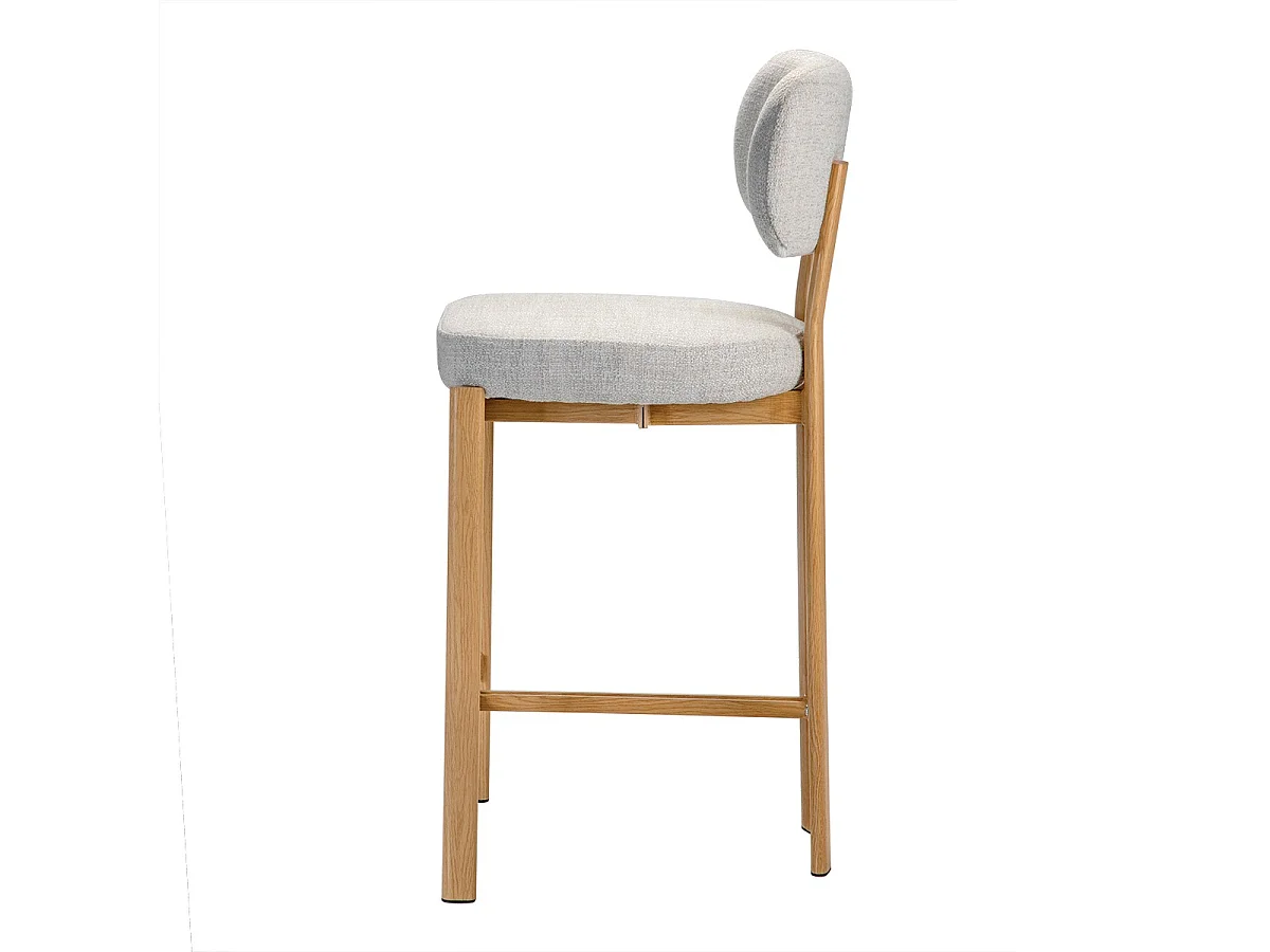 Lot de 2 Tabourets en tissu et pieds décor bois H92 cm - MARLA