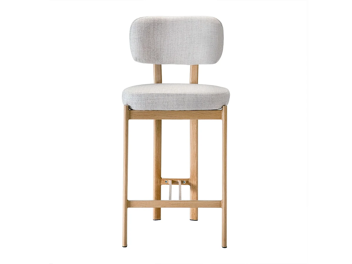 Lot de 2 Tabourets en tissu et pieds décor bois H92 cm - MARLA