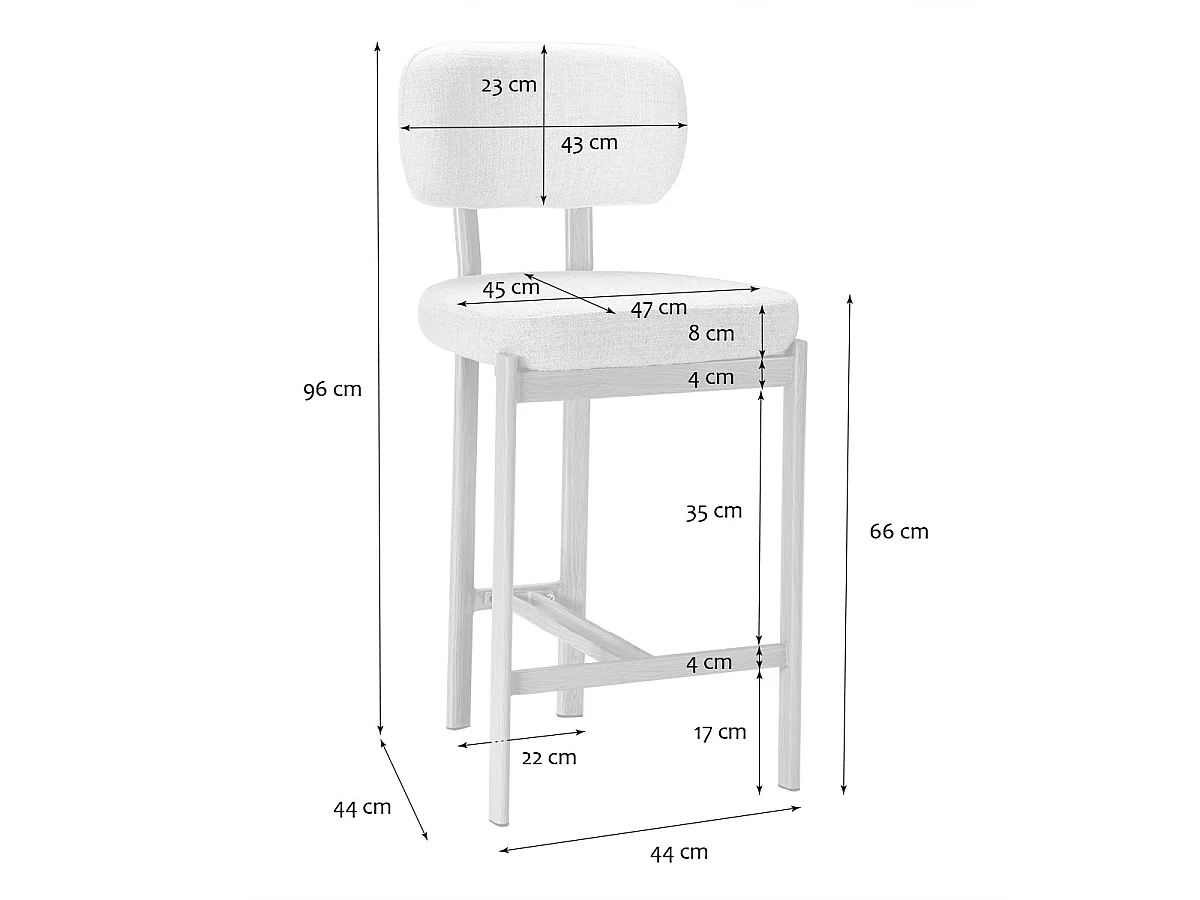 Lot de 2 Tabourets en tissu et pieds décor bois H92 cm - MARLA