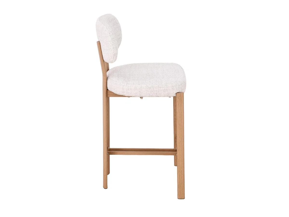 Lot de 2 Tabourets tissu marron et pieds décor noyer H92 cm - MARLA