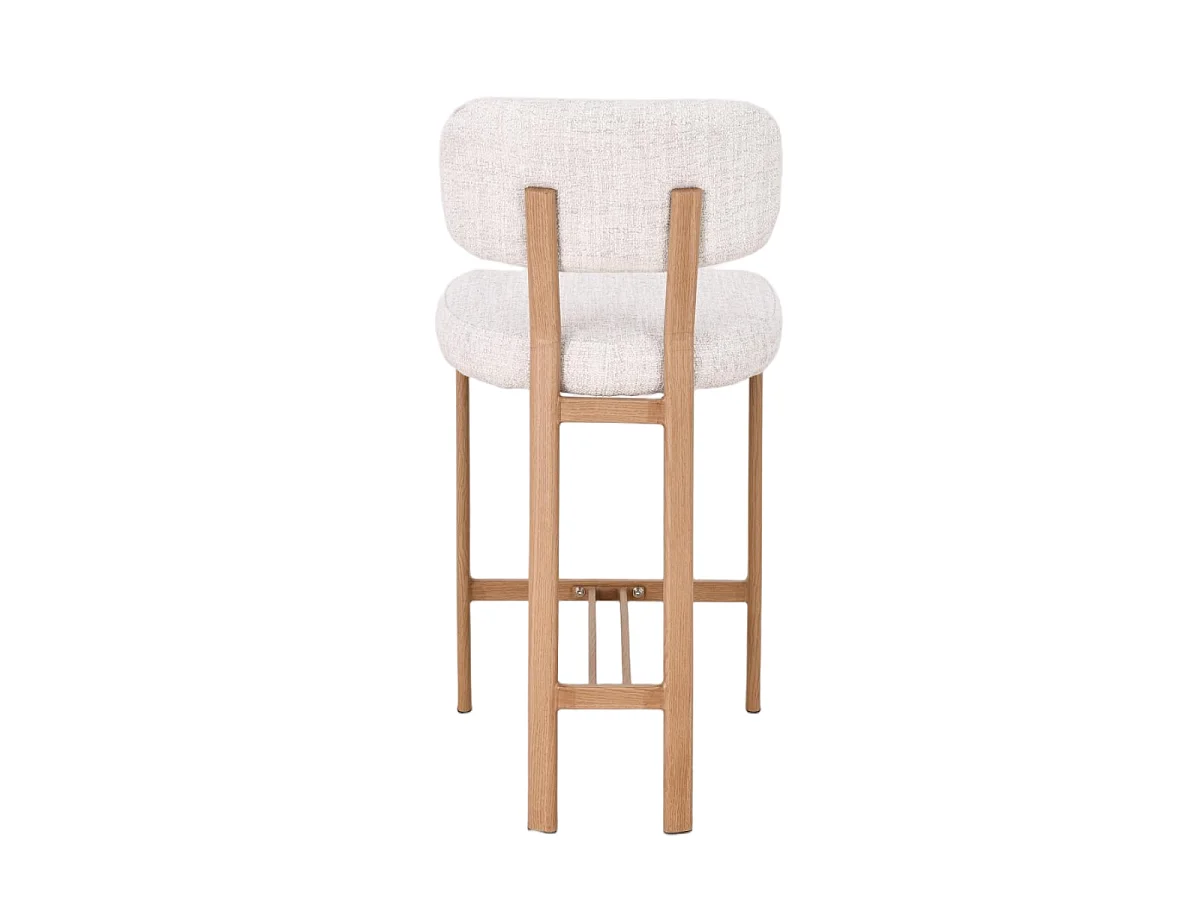 Lot de 2 Tabourets tissu marron et pieds décor noyer H92 cm - MARLA