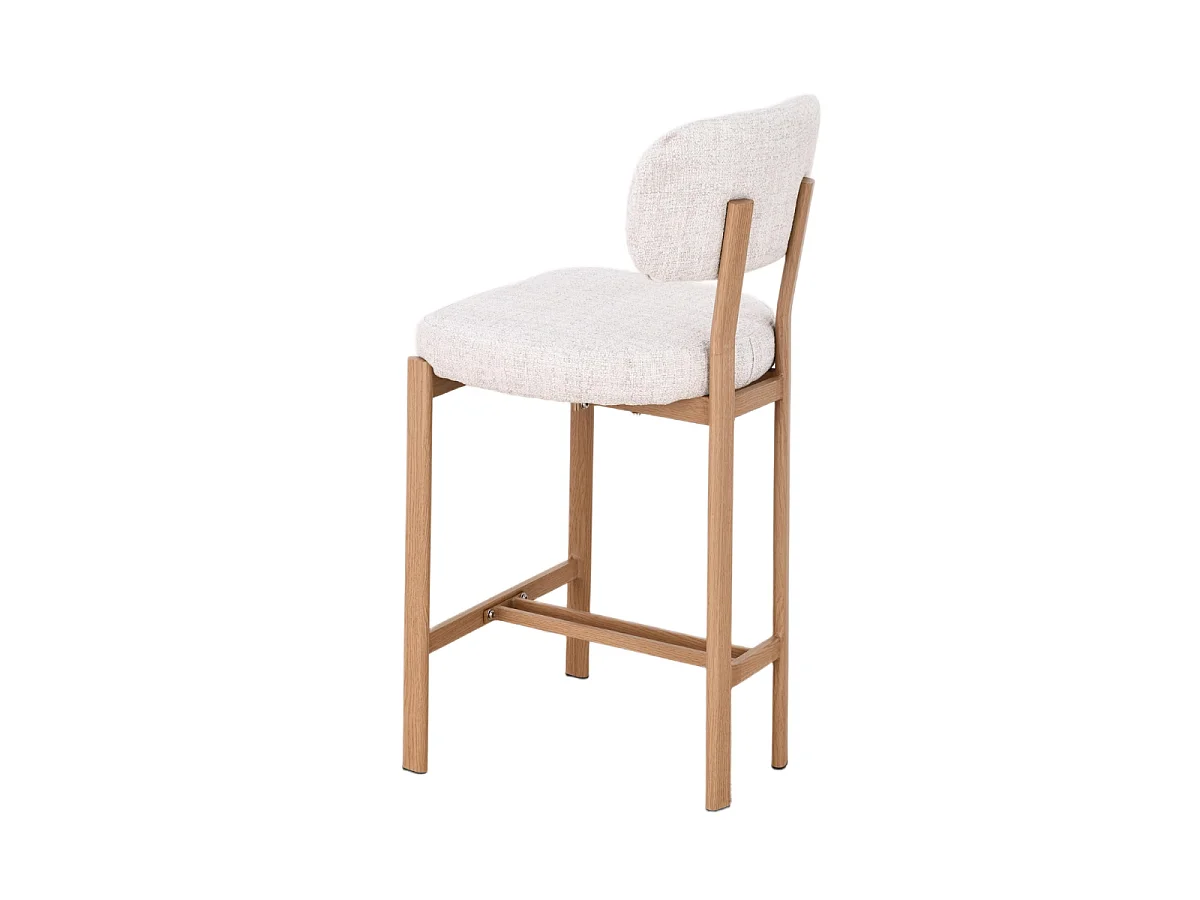 Lot de 2 Tabourets tissu marron et pieds décor noyer H92 cm - MARLA