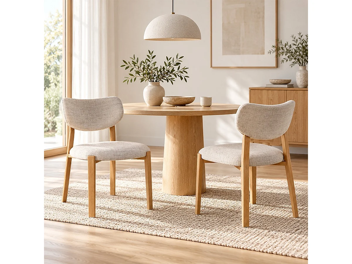 Zestaw 2 krzeseł z tkaniną i nogami wykończonymi orzechem H77 cm - OSLO