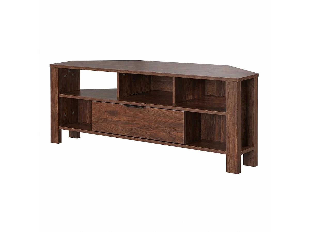 Meuble TV d'Angle 1 Tiroir Décor Bois - L120 cm