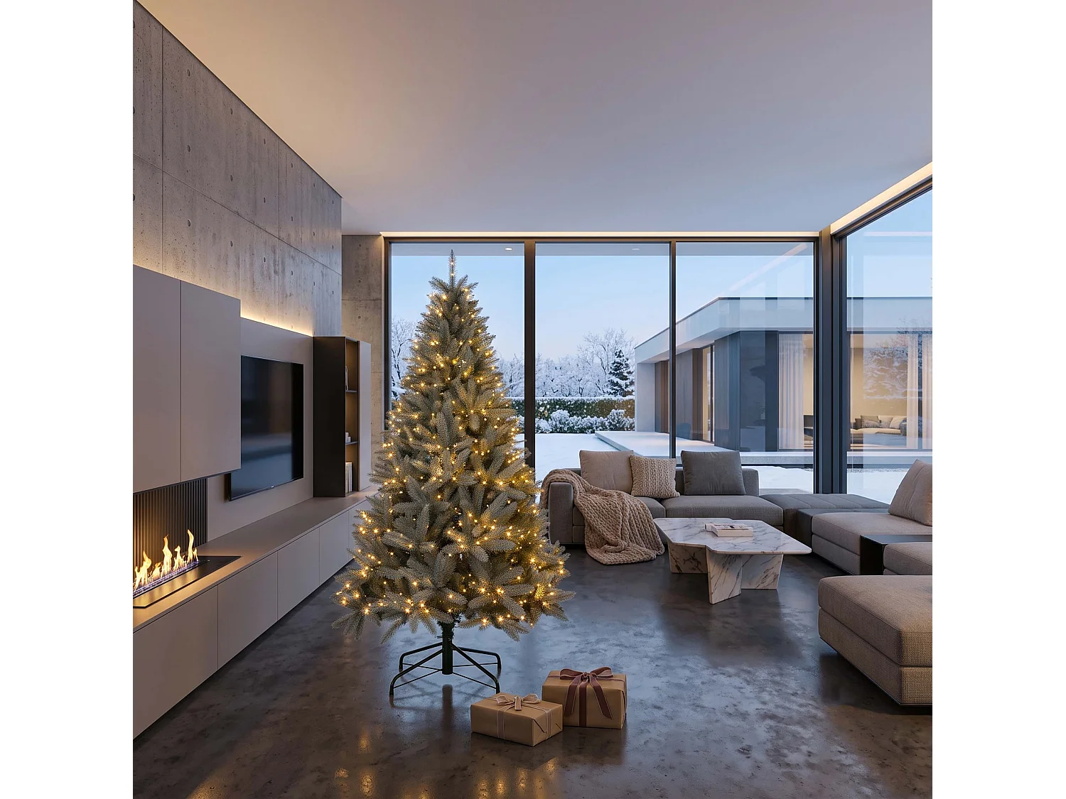 Árbol de Navidad Árbol de Navidad artificial Springos®, abeto del Cáucaso plateado, 180 cm