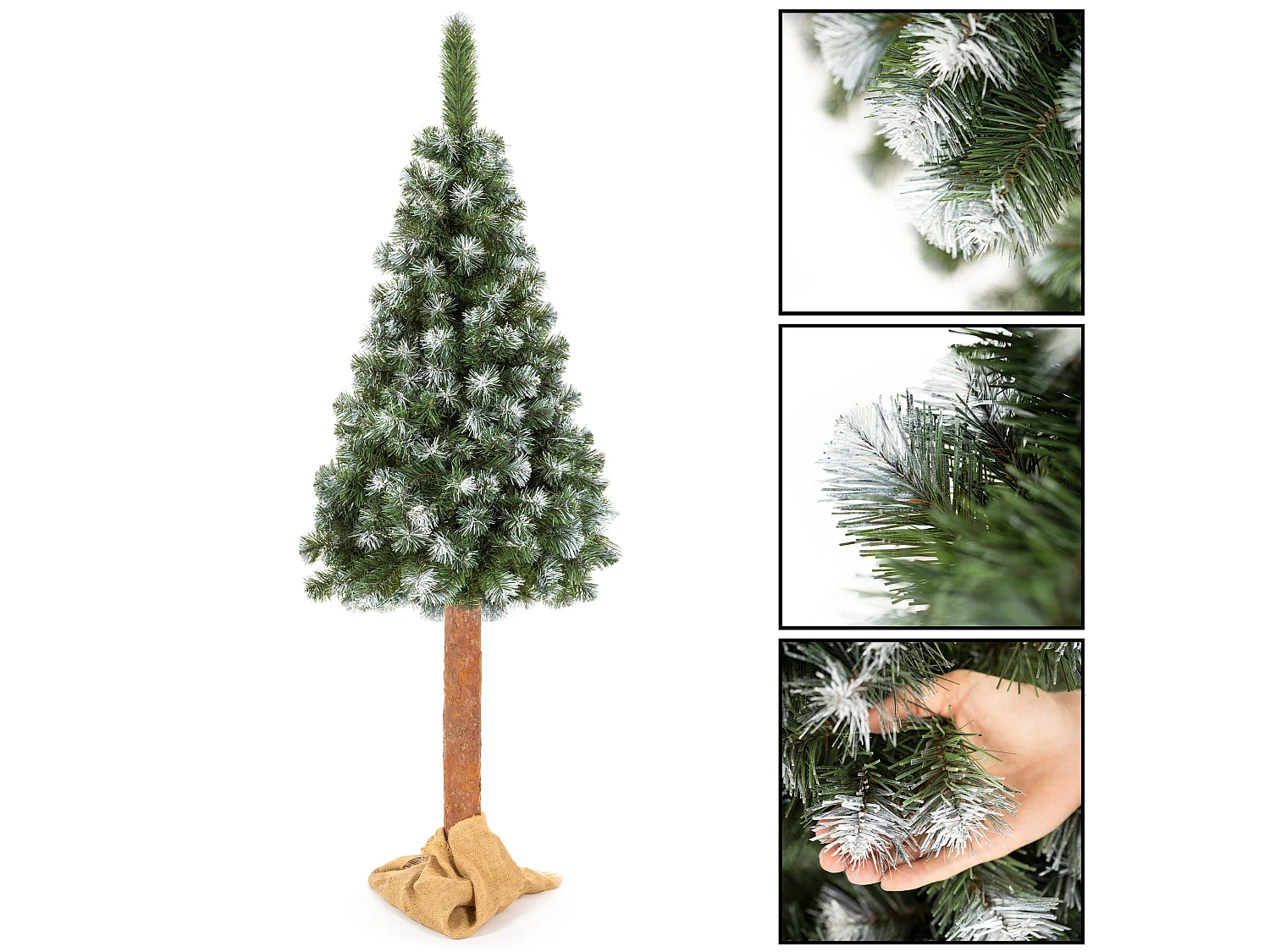 Árbol de Navidad artificial Springos® con tronco natural, pino nevado Diamond 220 cm