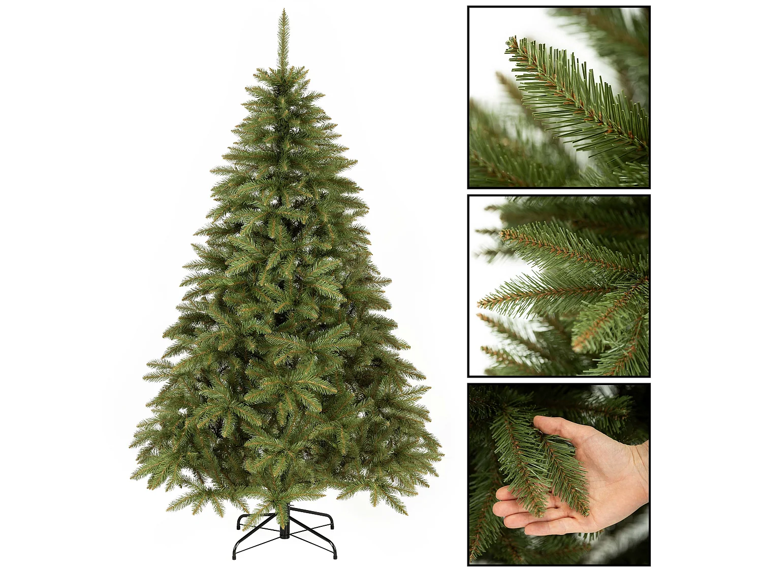 Árbol de Navidad artificial con soporte, abeto del Cáucaso 180 cm