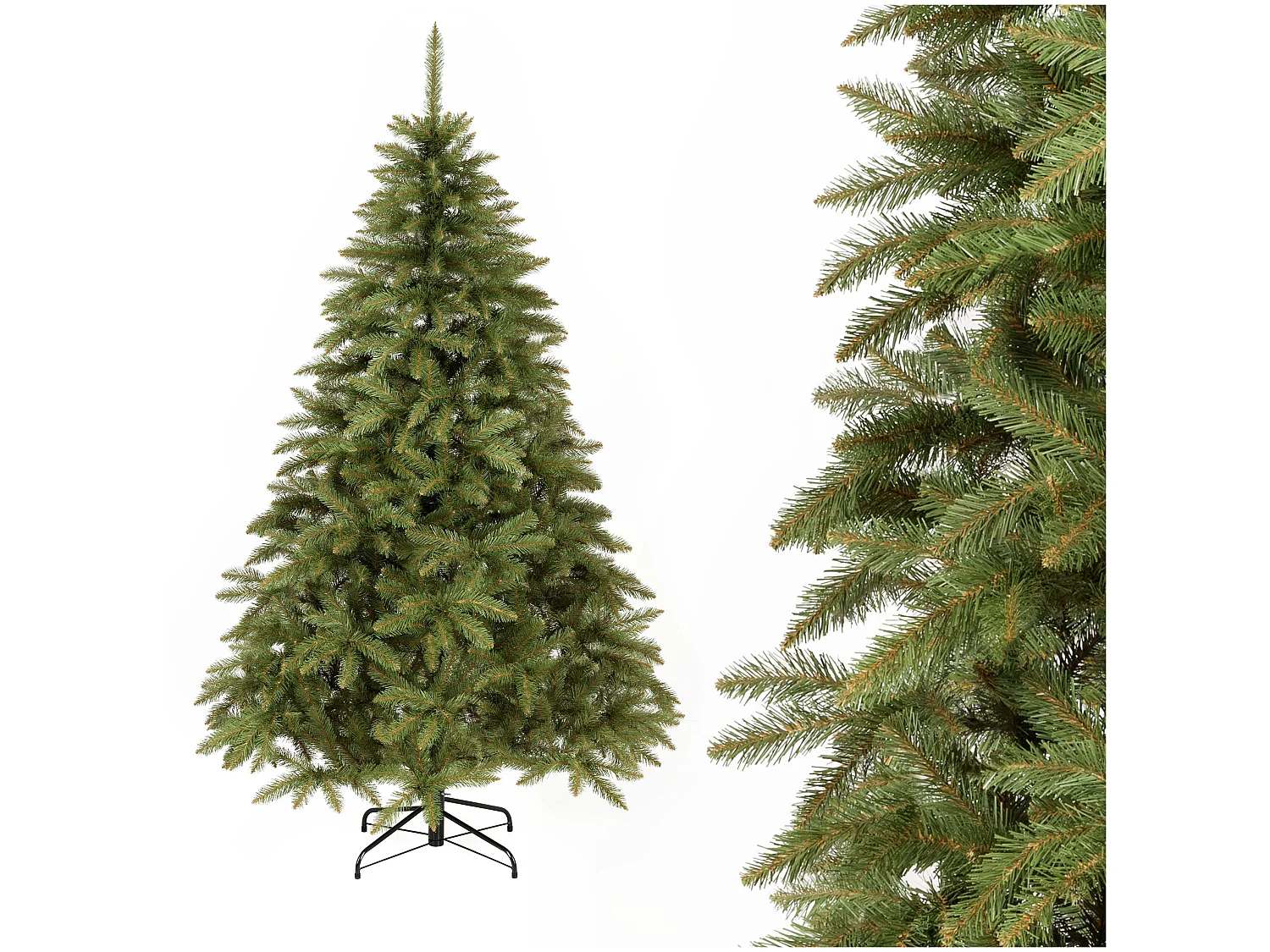 Árbol de Navidad artificial con soporte, abeto del Cáucaso 180 cm