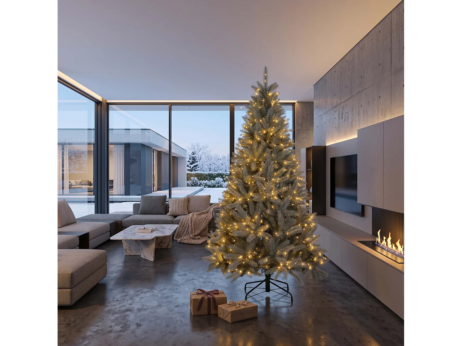 Árbol de Navidad artificial Springos®, abeto del Cáucaso plateado, 220 cm