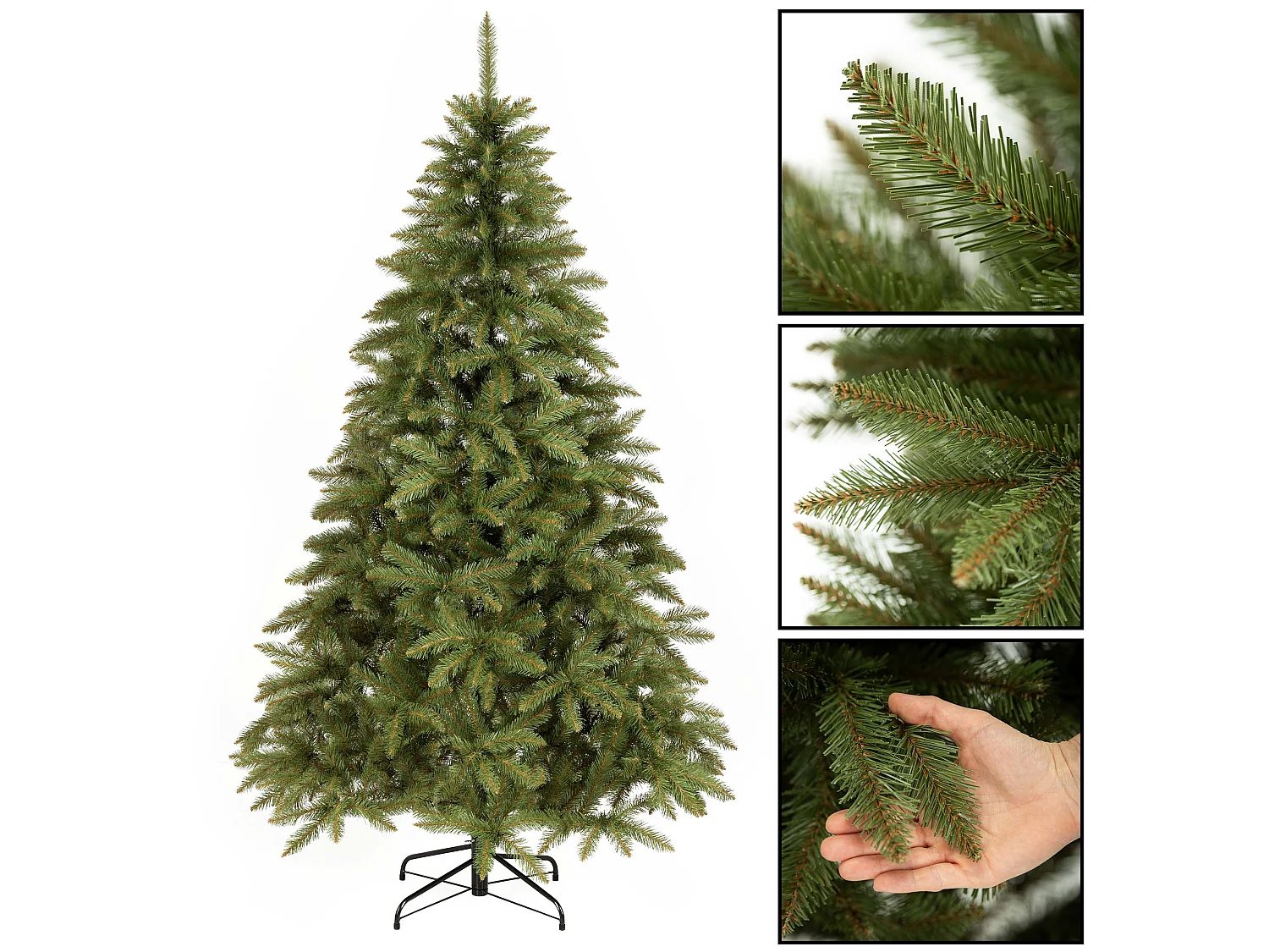 Árbol de Navidad artificial con soporte, abeto del Cáucaso 220 cm