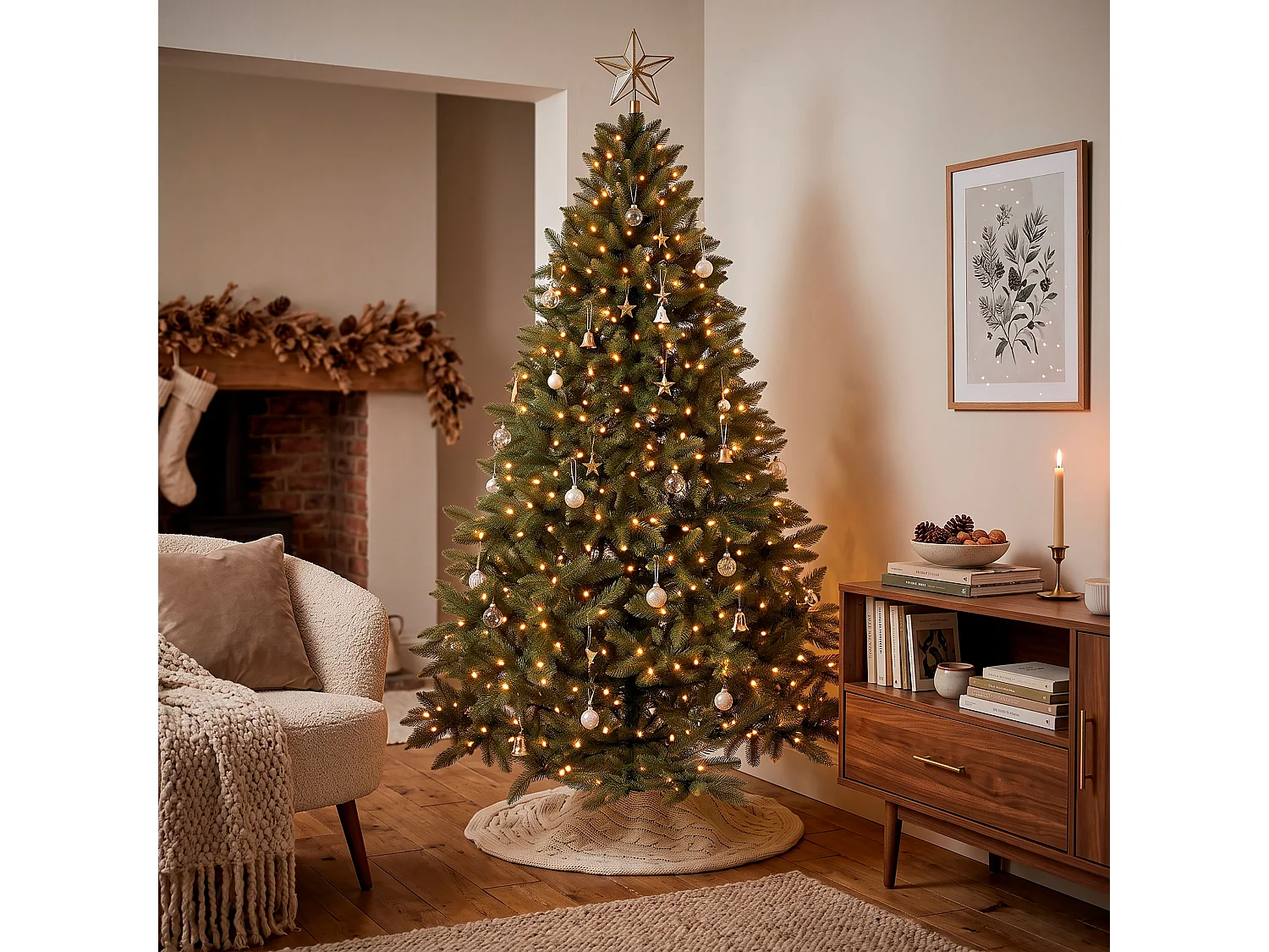Árbol de Navidad artificial Springos®, abeto del Cáucaso Premium 200 cm