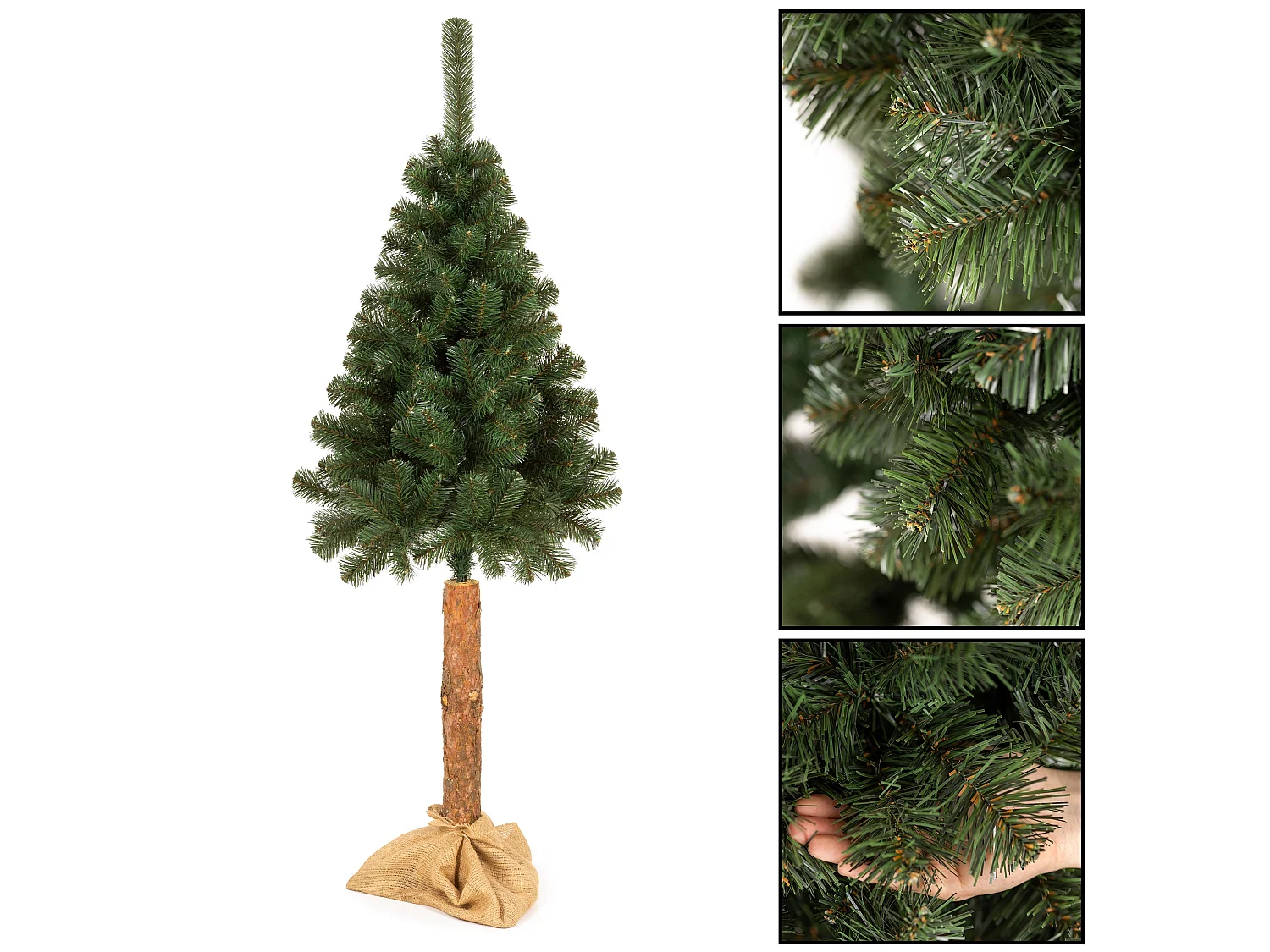 Árbol de Navidad artificial Springos® con tronco natural, pino, 180 cm