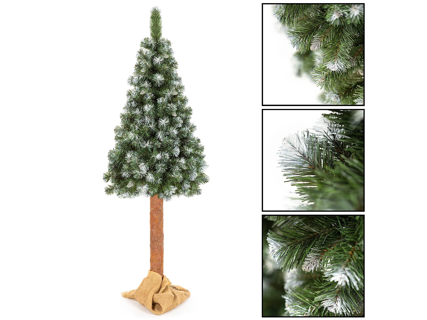 Árbol de Navidad artificial Springos® con tronco natural, pino nevado Diamond 160 cm