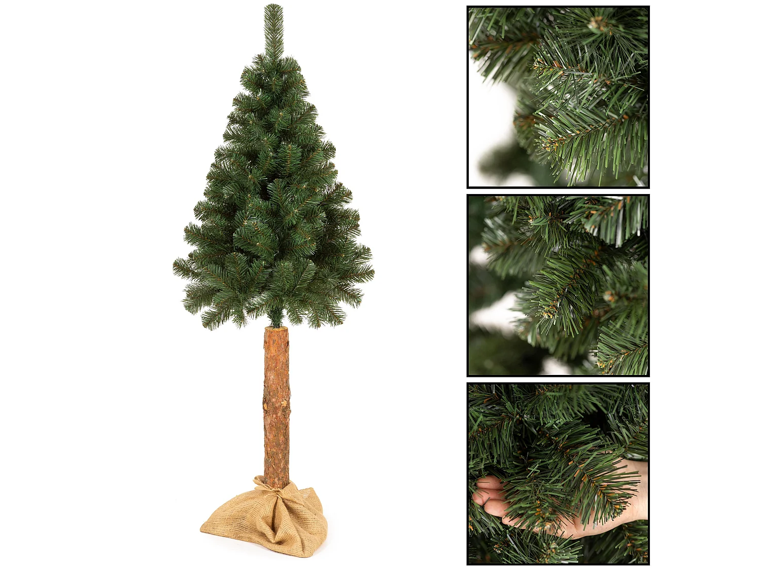 Árbol de Navidad artificial Springos® con tronco natural, pino, 160 cm