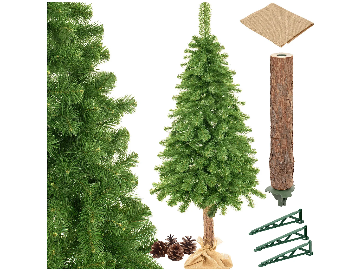 Árbol de Navidad artificial Springos® con tronco natural, pino Premium 180 cm