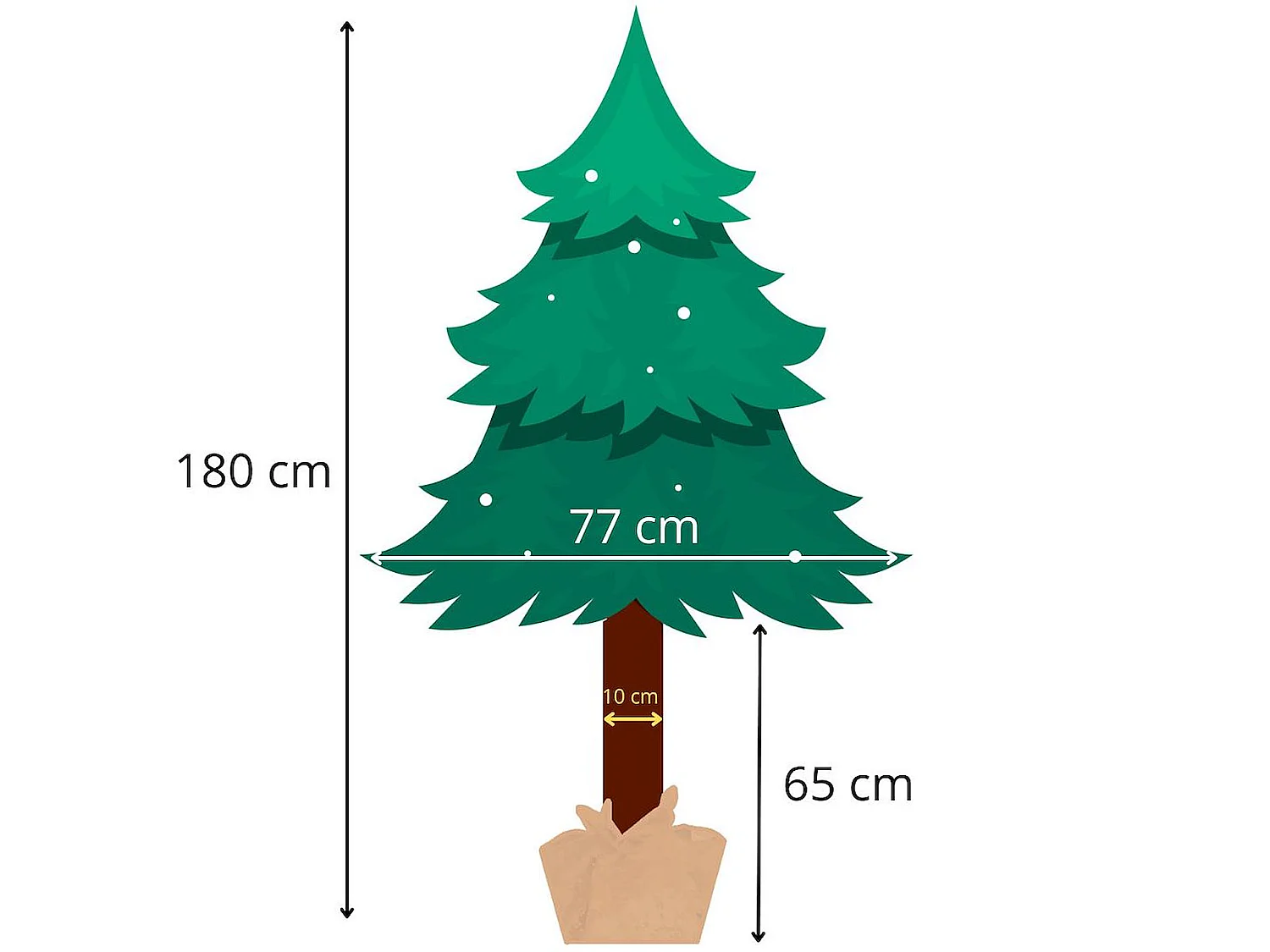 Árbol de Navidad artificial Springos® con tronco natural, pino Premium 180 cm