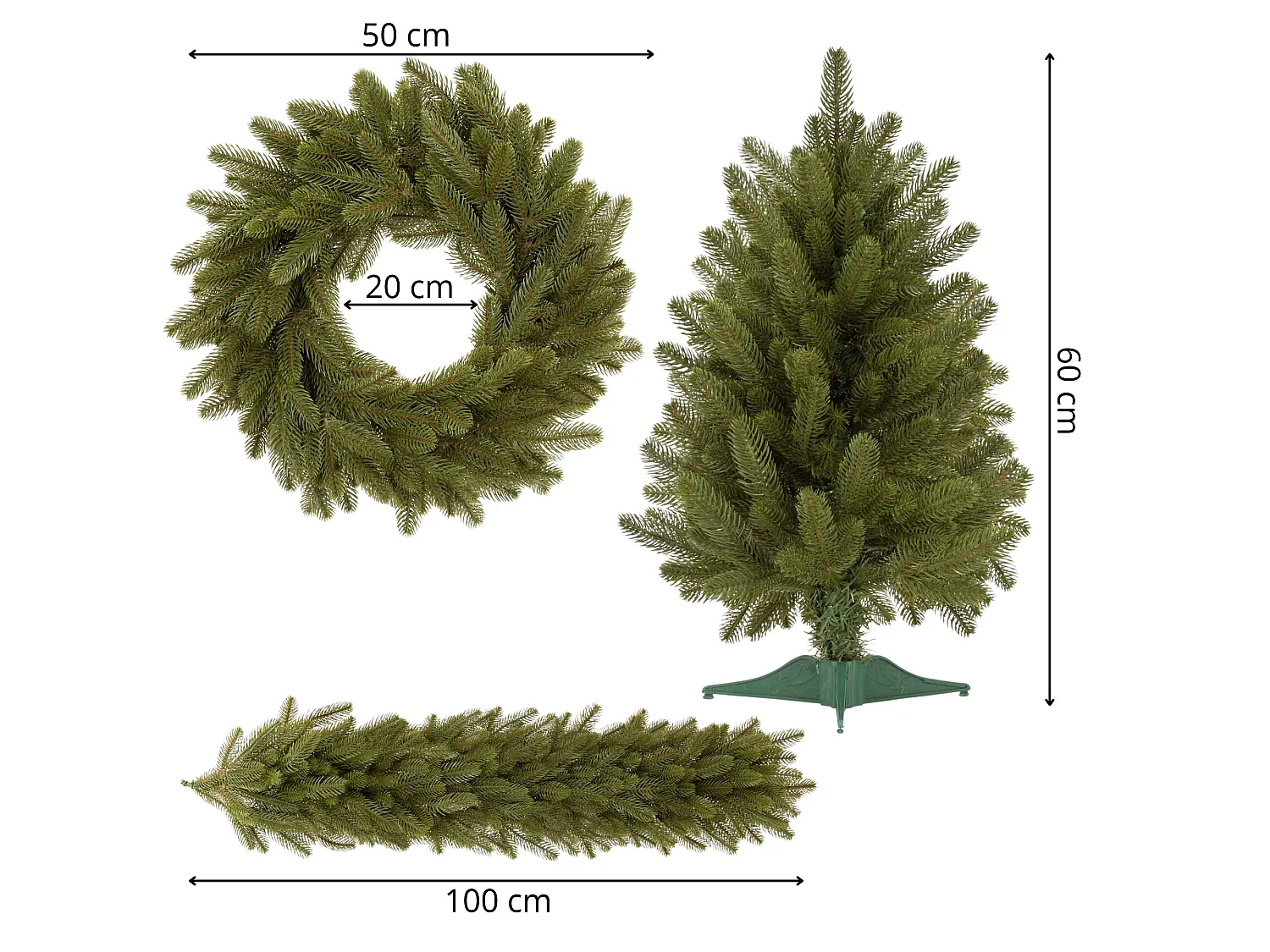 Kit de decoración navideña Springos®: árbol, corona y guirnalda