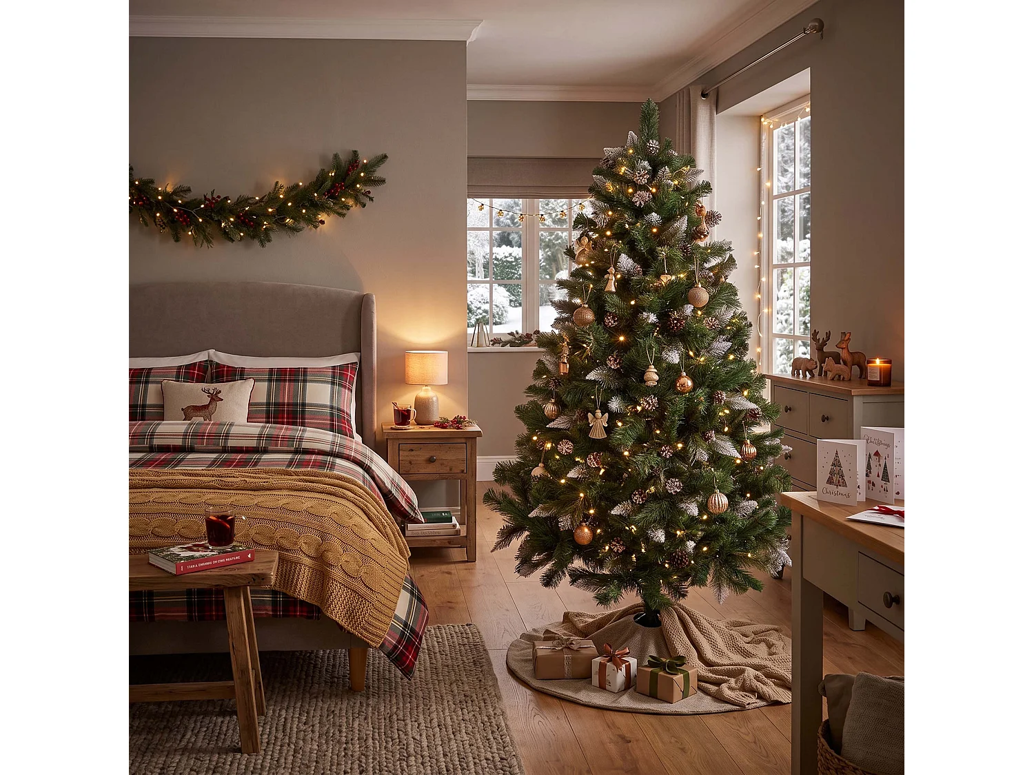 Árbol de Navidad artificial Springos®, pino nevado, 180 cm