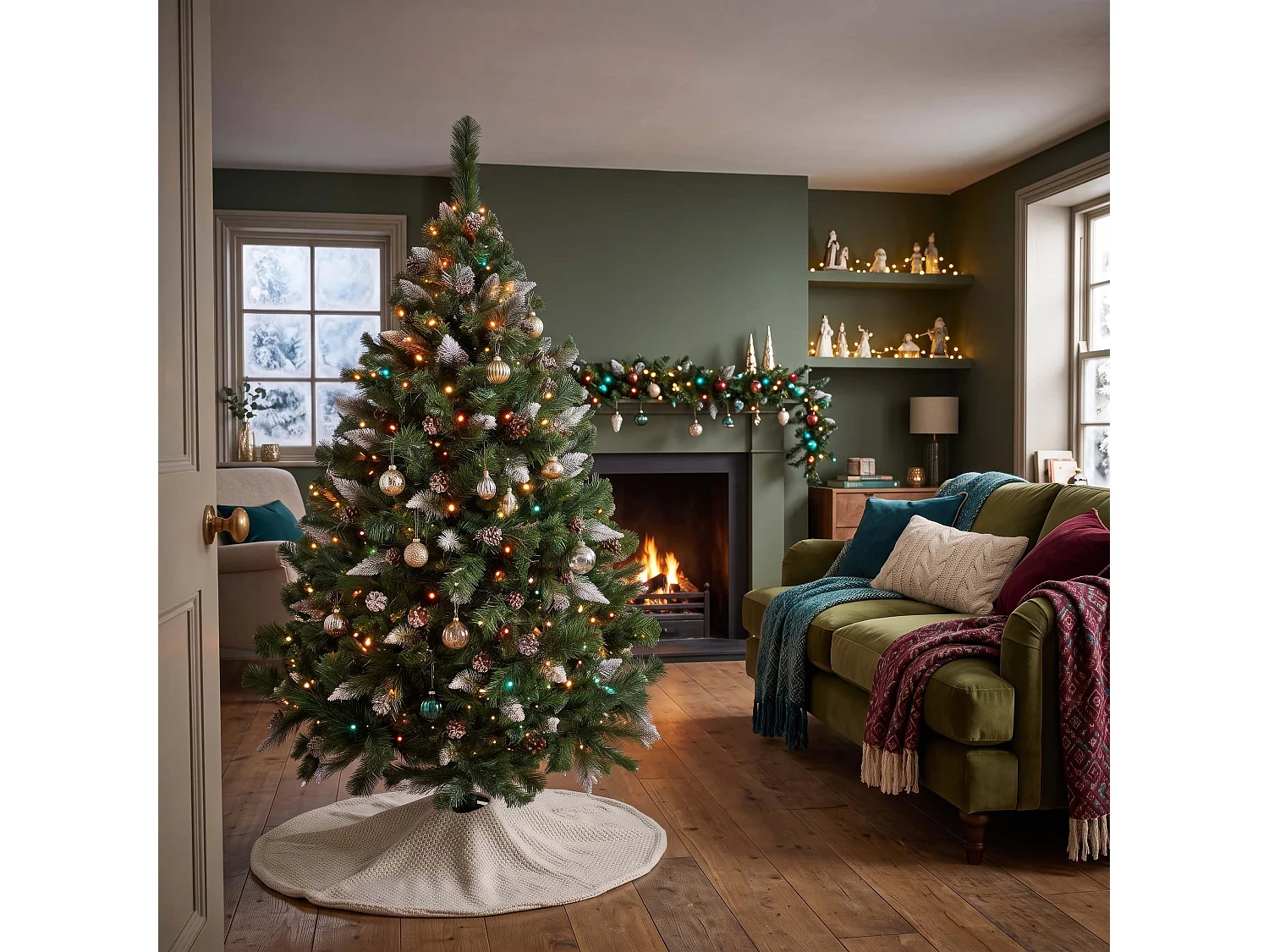 Árbol de Navidad artificial Springos®, pino nevado, 180 cm