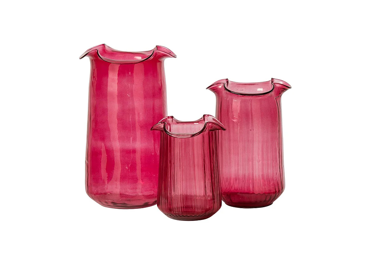 Vase Design en Verre "Halvor" 34cm Fuchsia