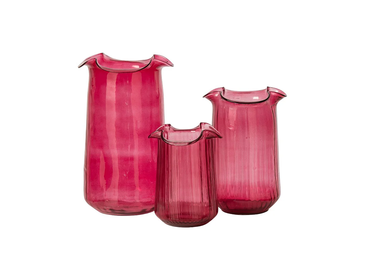 Vase Design en Verre "Halvor" 45cm Fuchsia