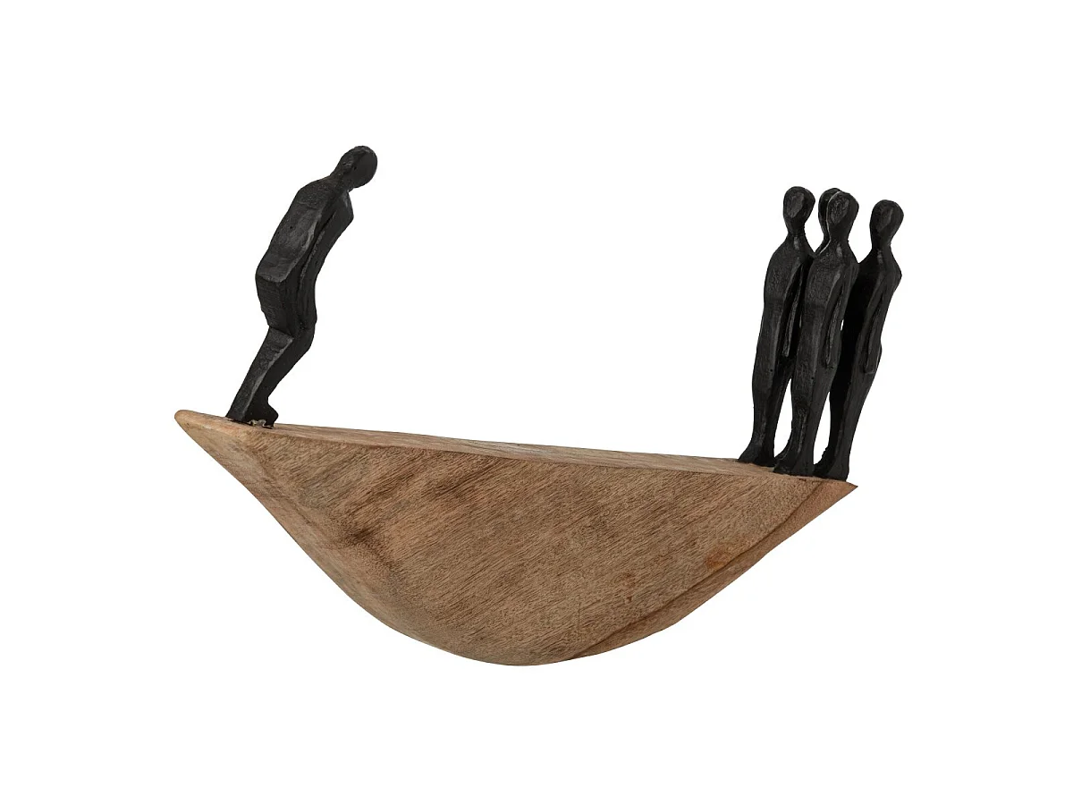 Statuette Équilibre en Bois "Jorunn" 37cm Naturel & Noir