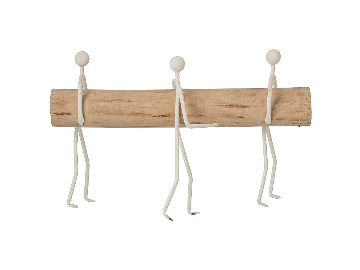 Statuette Personnage Rondin "Jorunn" 45cm Naturel & Blanc