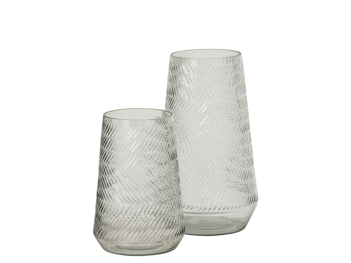 Vase Relief en Verre "Ingrid" 35cm Transparent
