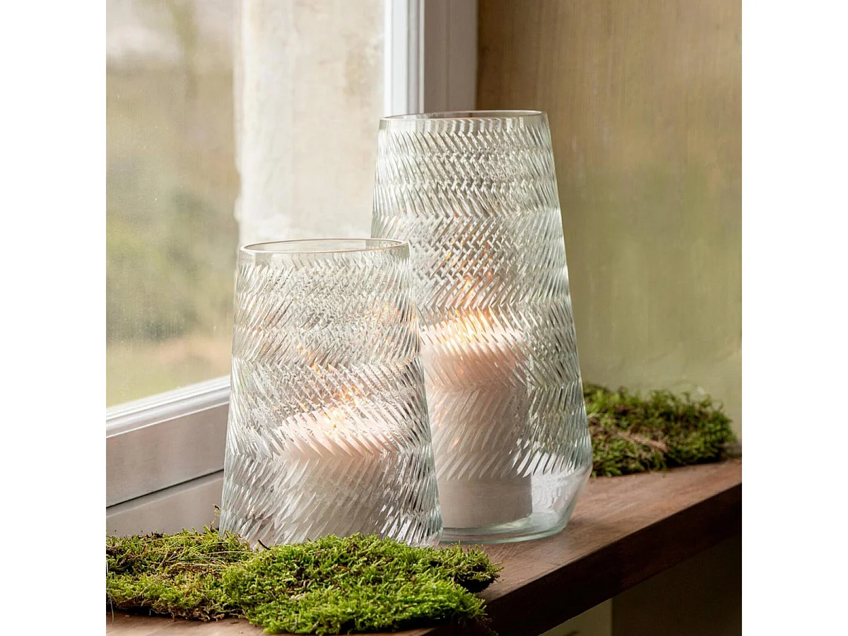 Vase Relief en Verre "Ingrid" 35cm Transparent