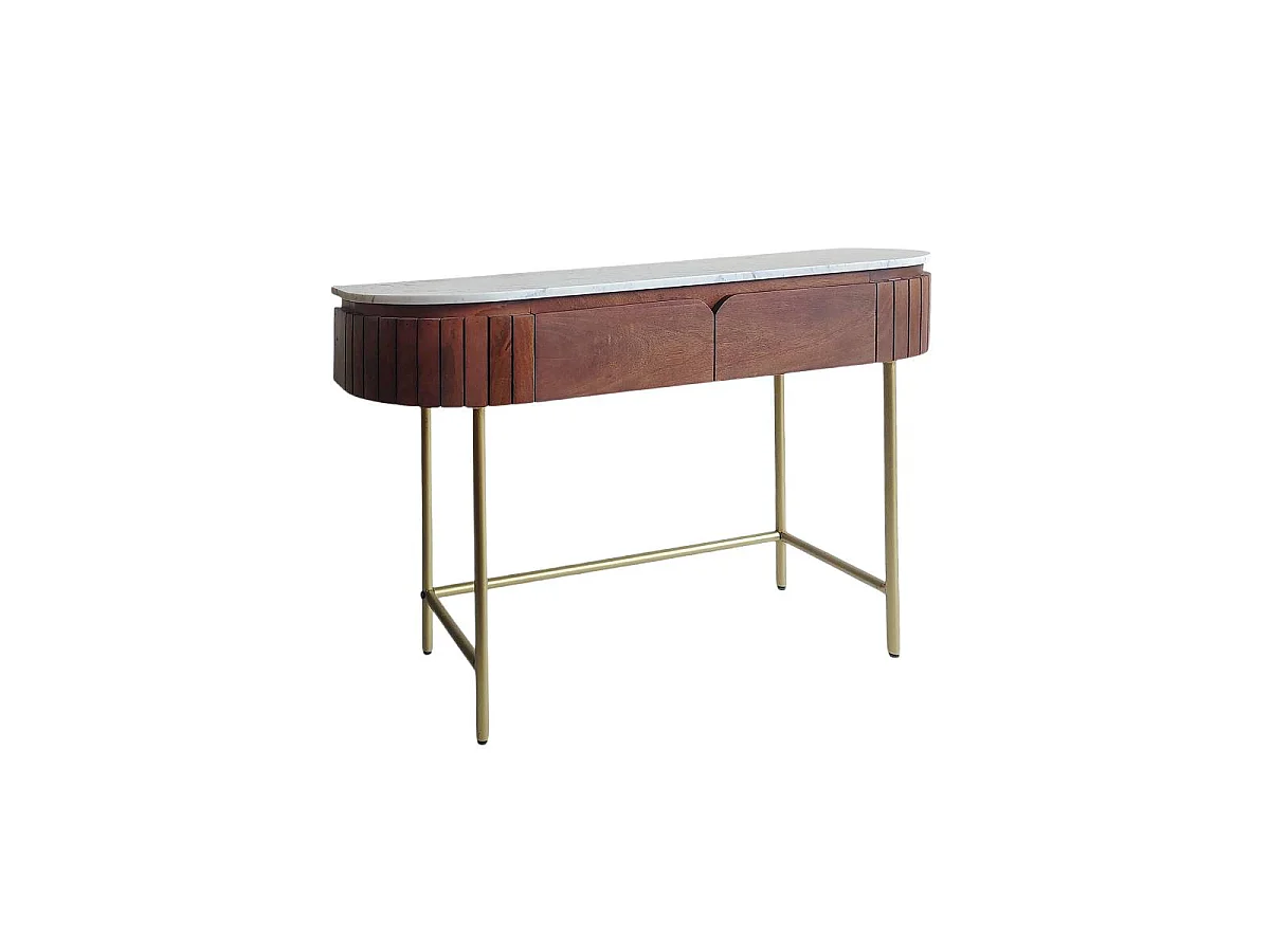 Console en bois de manguier et marbre Sienne