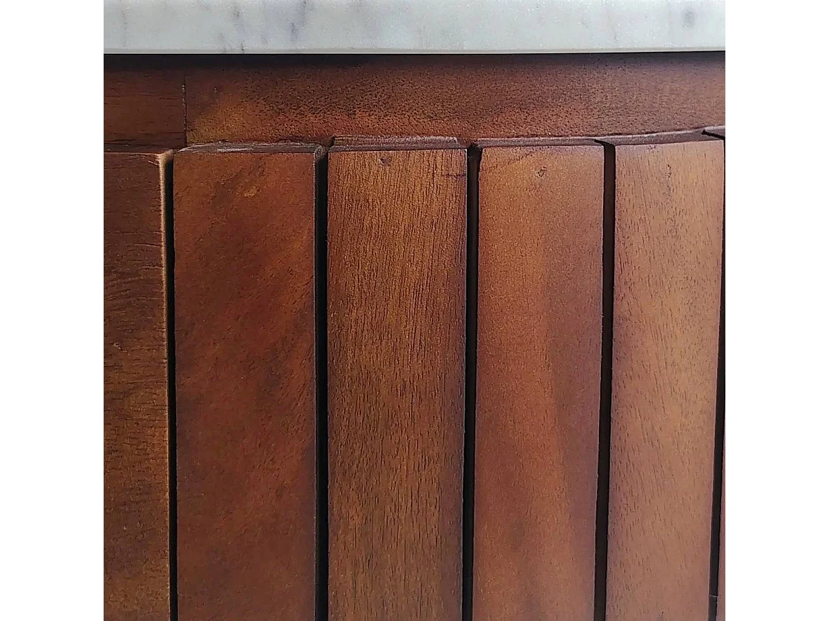 Console en bois de manguier et marbre Sienne