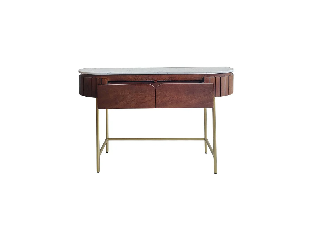 Console en bois de manguier et marbre Sienne