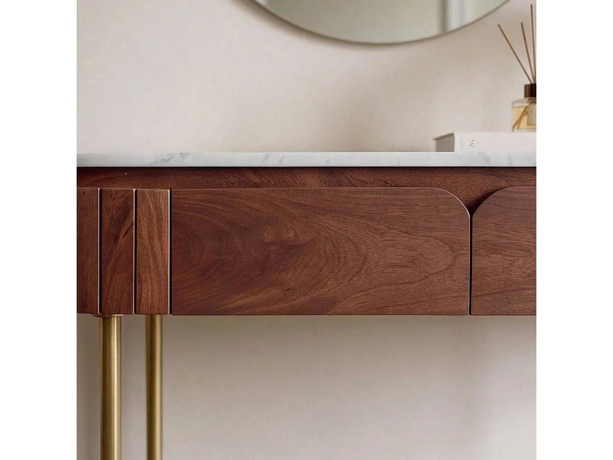Console en bois de manguier et marbre Sienne