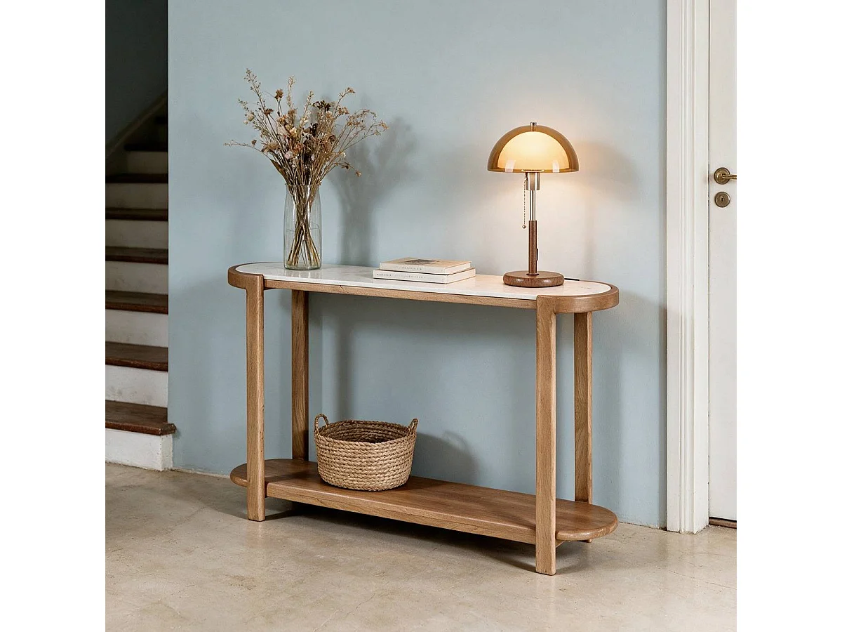 Console en bois de manguier et en marbre Aelyon