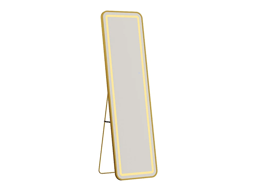 Miroir à LED longueur complète 150 × 40 cm - Miroir debout rectangulaire au sol avec commande tactile - Miroir mural en verre trempé