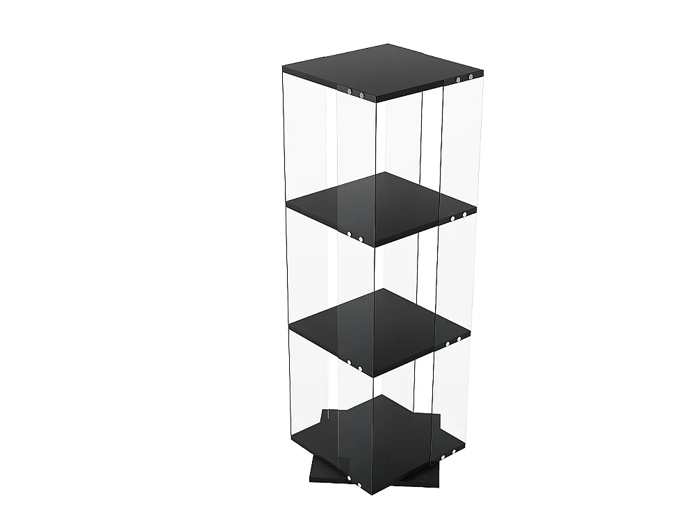 Cabinet d'affichage rotatif à 360 ° avec lumière - vitrine de collectibles à étagère ouverte à 3 niveaux - porte-affichage en verre autonome - noir