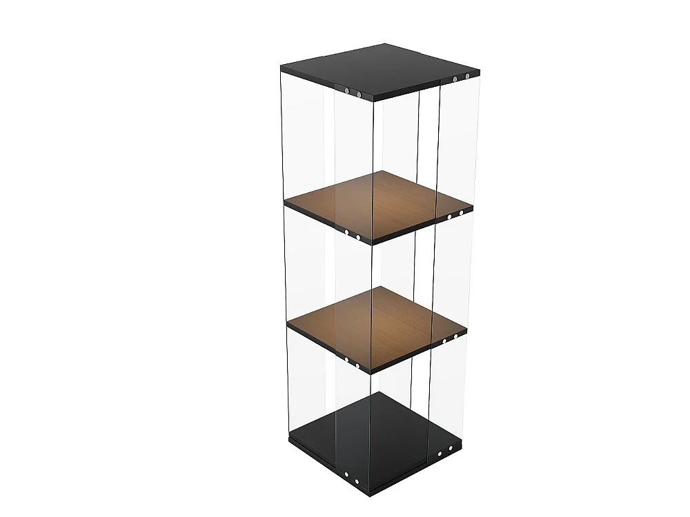 Cabinet d'affichage rotatif à 360 ° avec lumière - vitrine de collectibles à étagère ouverte à 3 niveaux - porte-affichage en verre autonome - noir